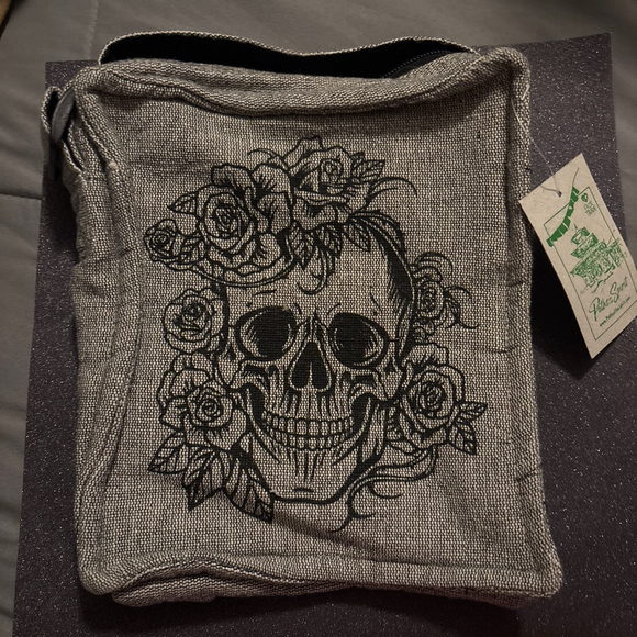 Dolls Kill Handbags - Women's Paths of the Spirit Crossbody Bag One Size Gray Black Skull